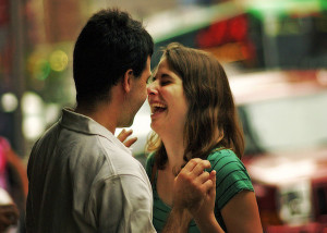 happy laughing couple