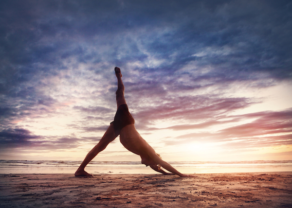 man, yoga, beach, pose, ocean - MeetMindful | A Fuller Life Together
