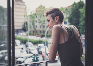 woman, looking out window, gaze, thinking, alone, worry