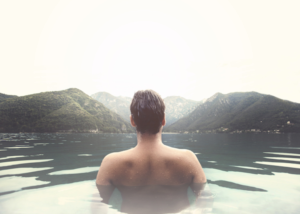 man tones his vagus nerve by taking a morning swin